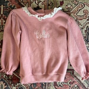 Embroidered “Collier” Pink Sweater